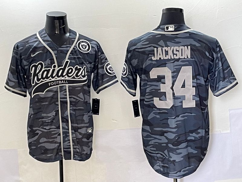 Men 2025 Oakland Raiders #34 Jackson Camo Joint Name Nike Limited NFL Jersey style 7->oakland raiders->NFL Jersey